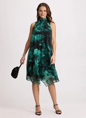 Floral Print Mock Neck Dress