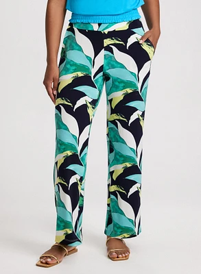 Tropical Print Pull-On Pants