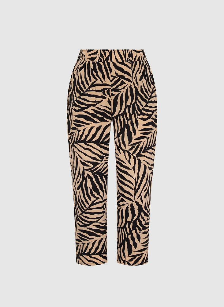 Olivia Palm Print Wide-Leg Pants