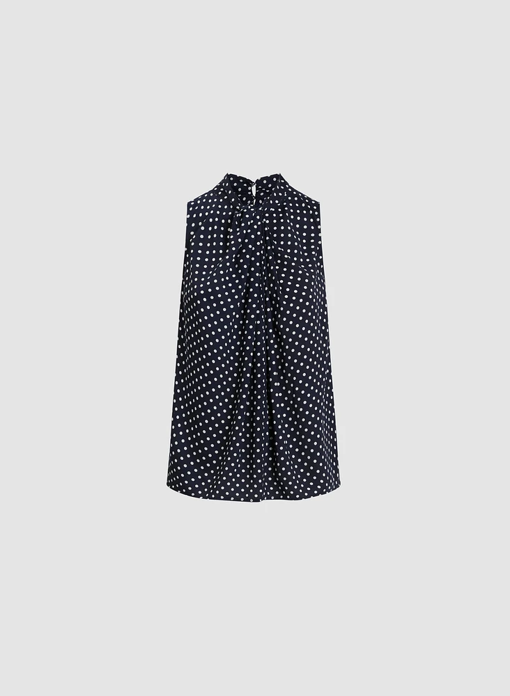Sleeveless Twist-Neck Blouse