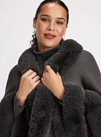 Faux Fur Double Border Poncho