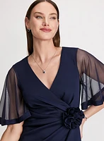 Chiffon Flutter Sleeve Cocktail Dress