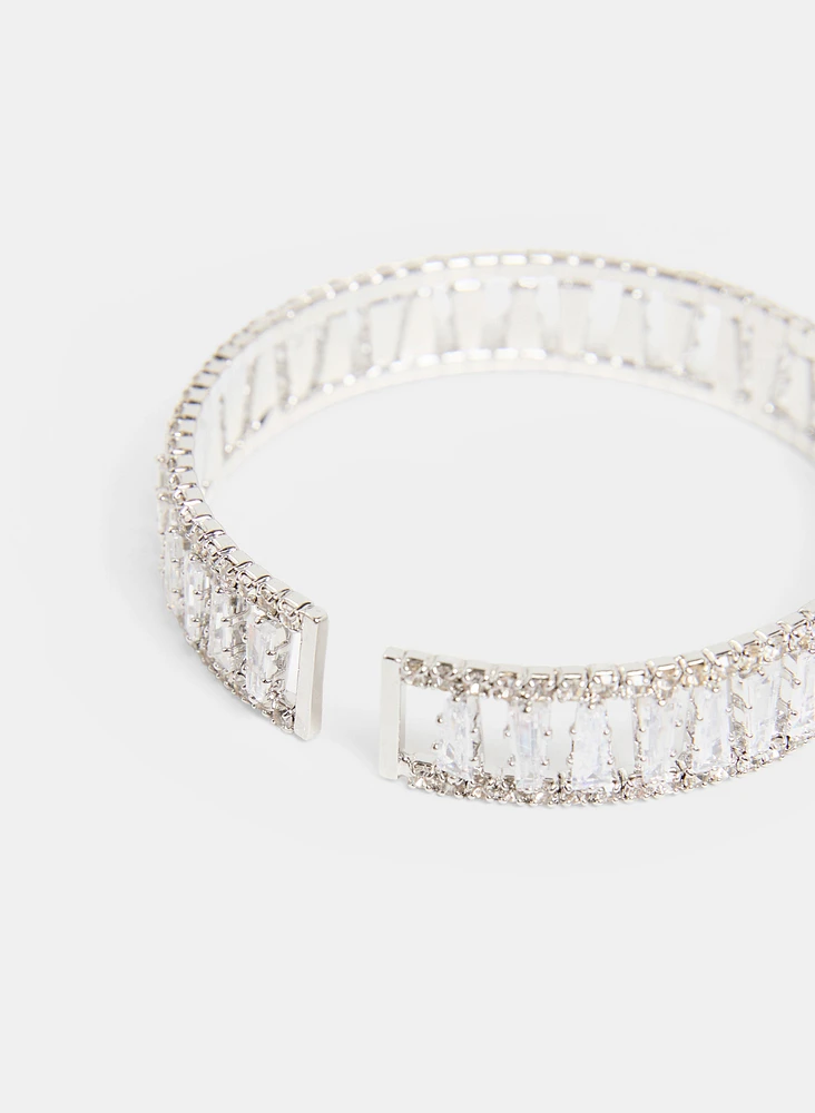 Open Cuff Cubic Zirconia Bracelet