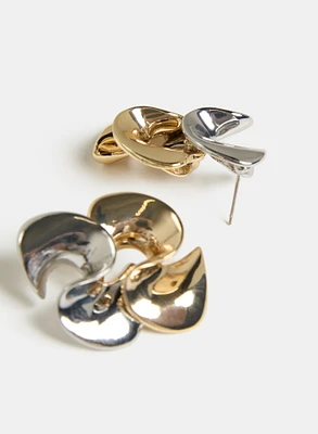 Two-Tone Stud Earrings