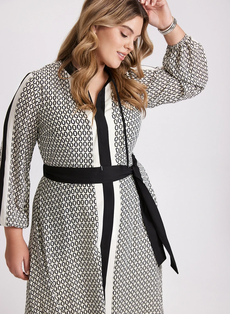 Robe midi à motif géométrique