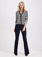 Striped Cardigan & Flare-Leg Jeans