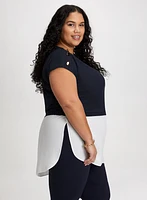Decorative Buttons Colour Block Top