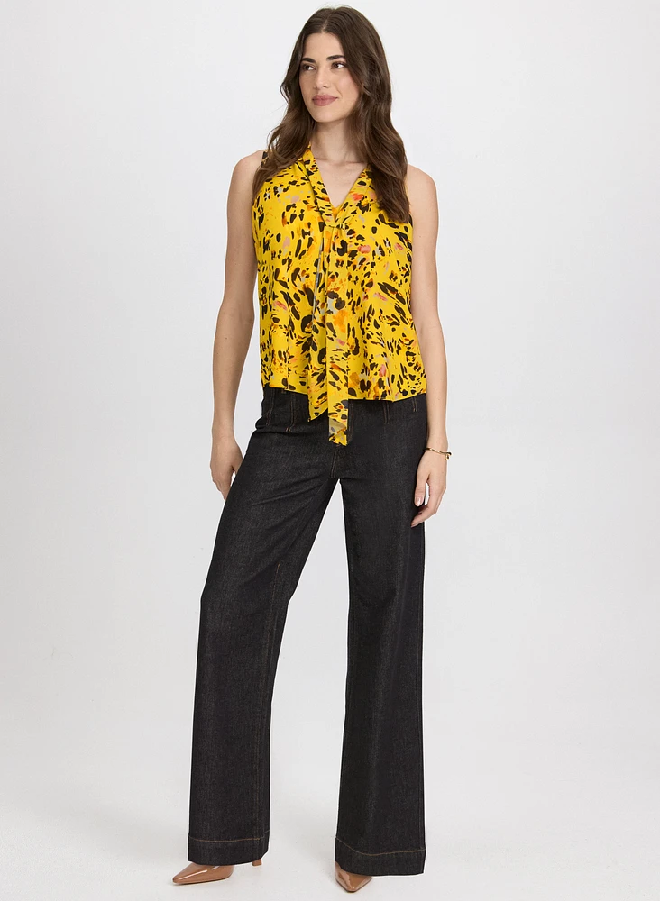 Sleeveless Leopard Print Blouse
