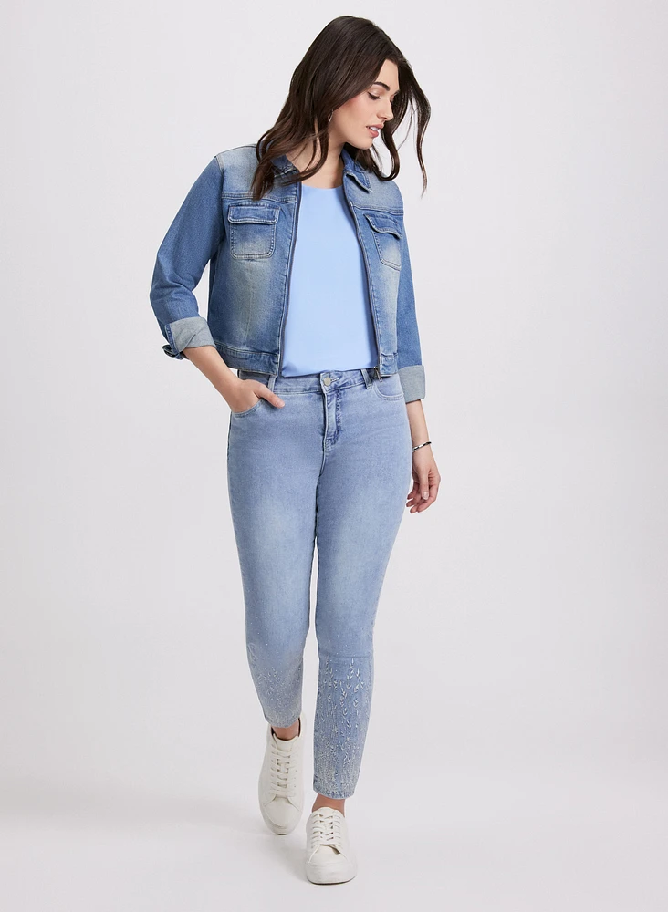 Veste en denim à fermeture éclair