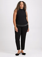 Pantalon Emma à jambe étroite franges de cristal