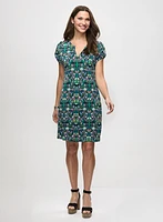 Printed Sheath Dress & Cascade Hoop Earrings