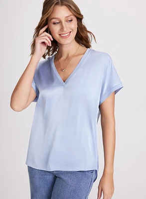 Satin V-Neck Blouse