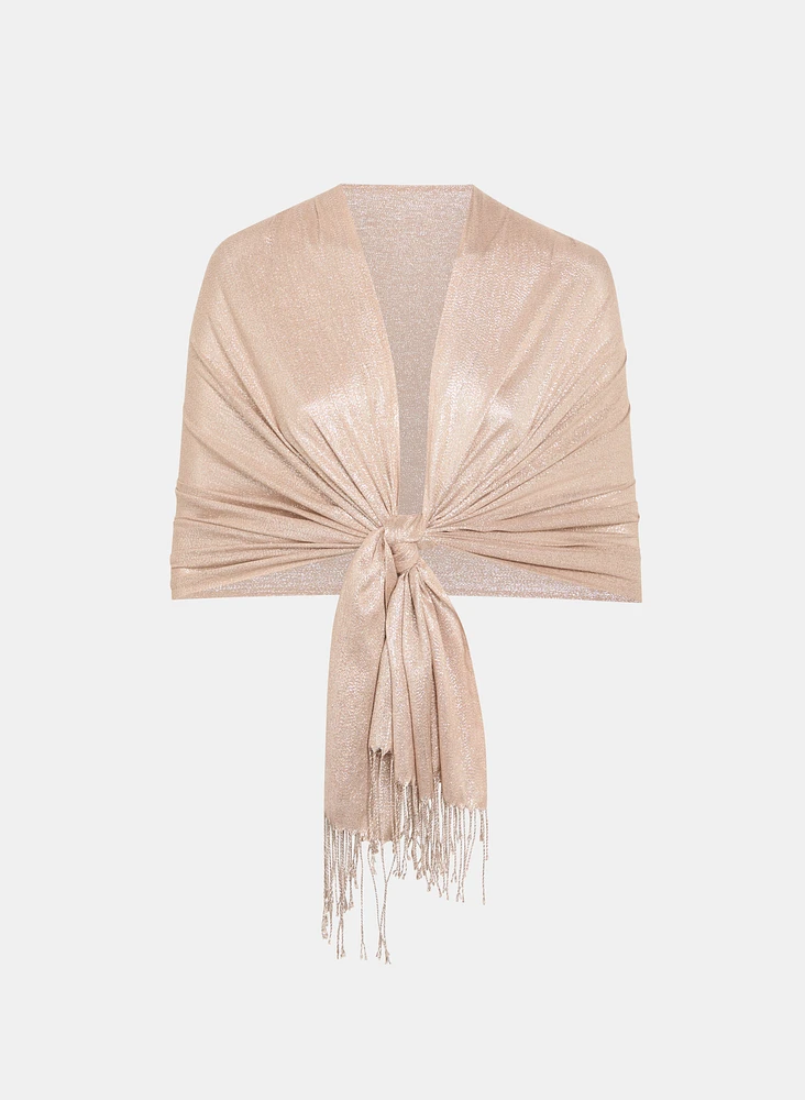 Fringe Hem Metallic Wrap