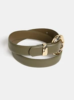 Rippled Buckle Vegan Leather Belt