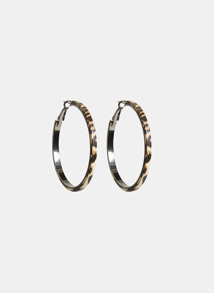 Boucles d'oreilles en anneaux à motif léopard