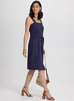 Robe boutonnée en mélange de lin