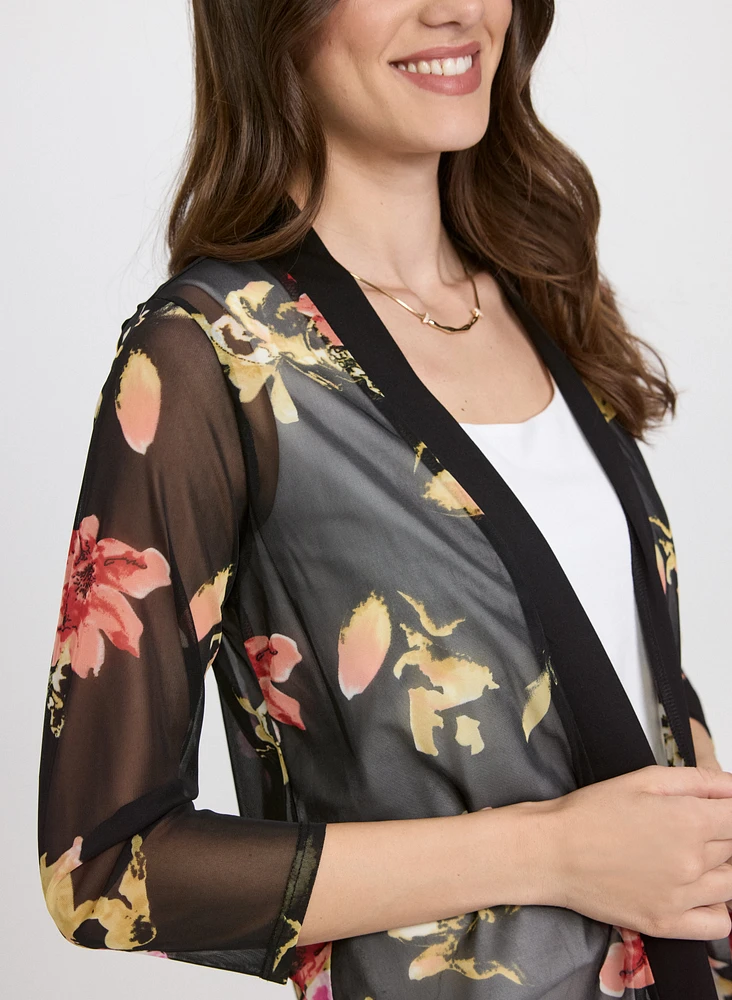 Haut floral ouvert à effet transparent