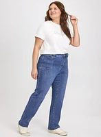 Patch Pocket Straight-Leg Jeans