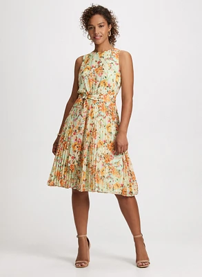 Robe plissée à motif floral