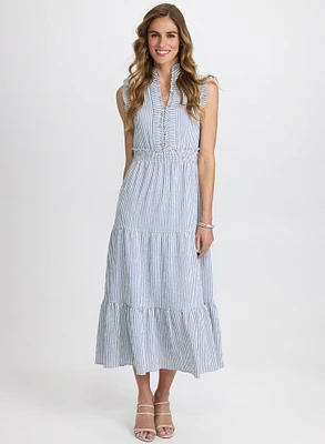 Robe volantée à rayures