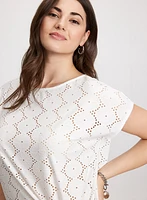 Eyelet Detail Boat Neck Top