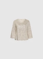 Sequined Bell Sleeve Top