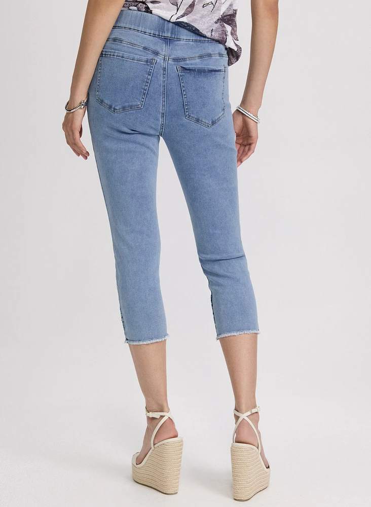 Embellished Denim Capris