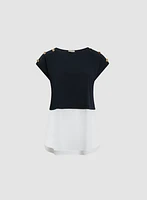 Decorative Buttons Colour Block Top