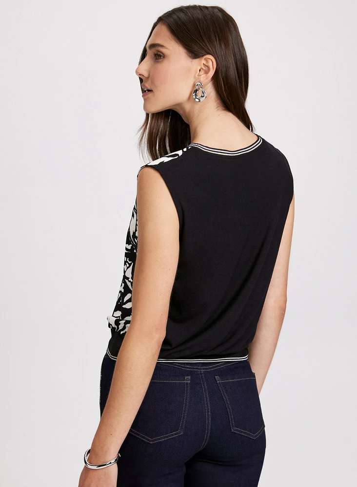 Abstract Print Drop Shoulder Top