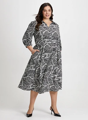 Leaf Print Midi Dress