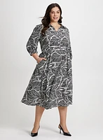 Leaf Print Midi Dress