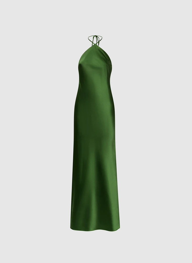 Satin Halter Neck Dress