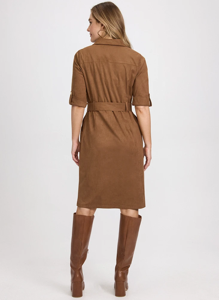 Robe-chemisier en suède végane