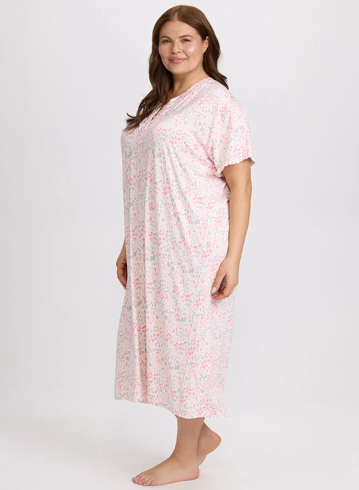 Robe de nuit boutonnée à motif animal