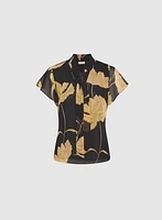 Blouse florale à encolure nouée