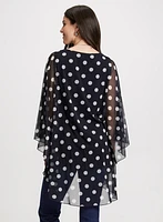 Blouse poncho à pois