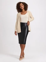 Cardigan à mailles torsadées et perles