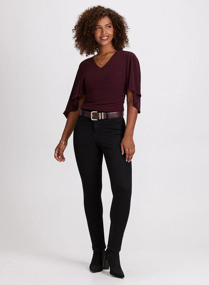 V-Neck Flared Sleeve Top