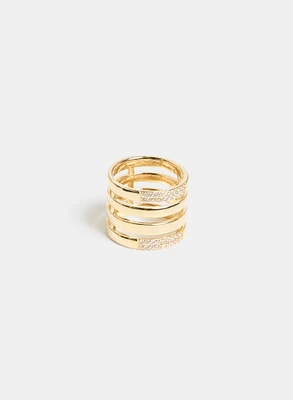 Tiered Crystal Band Ring