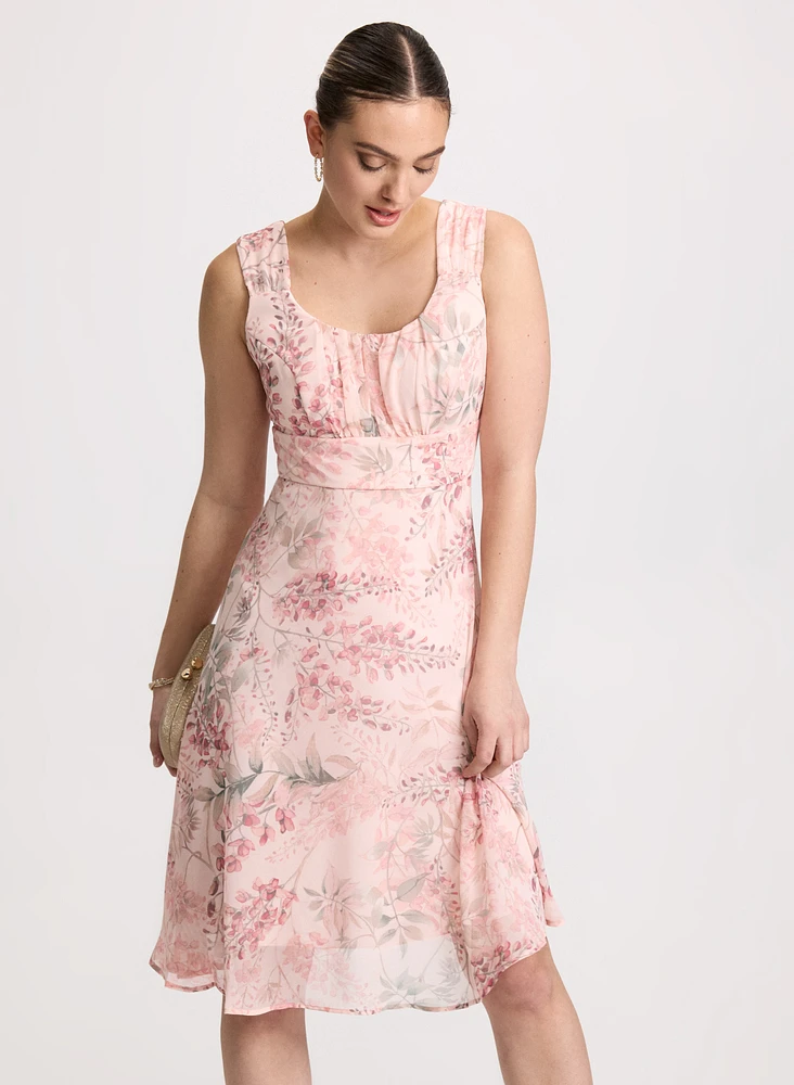 Robe florale à taille empire