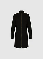 Zip Front Wool-Blend Coat