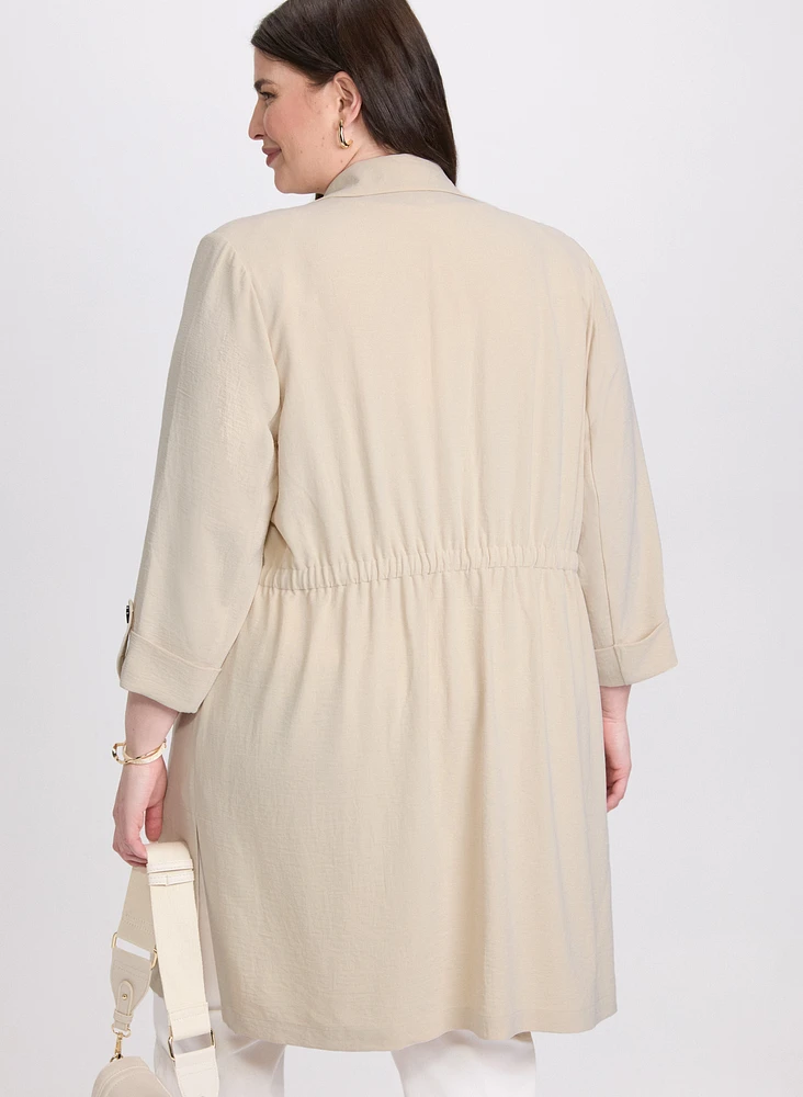 Long Drawstring Waist Jacket