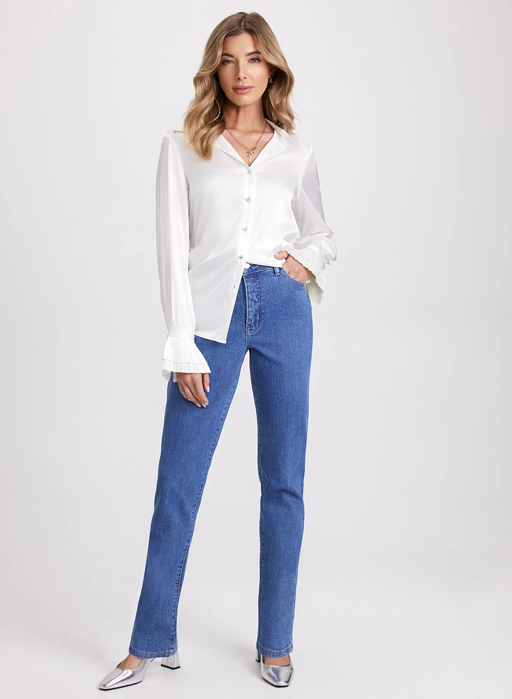 Rhinestone Straight-Leg Jeans