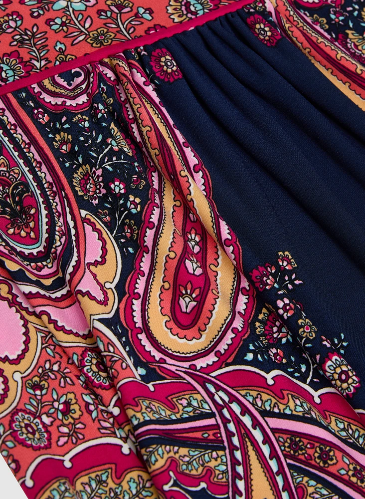 Paisley Placement Print Dress