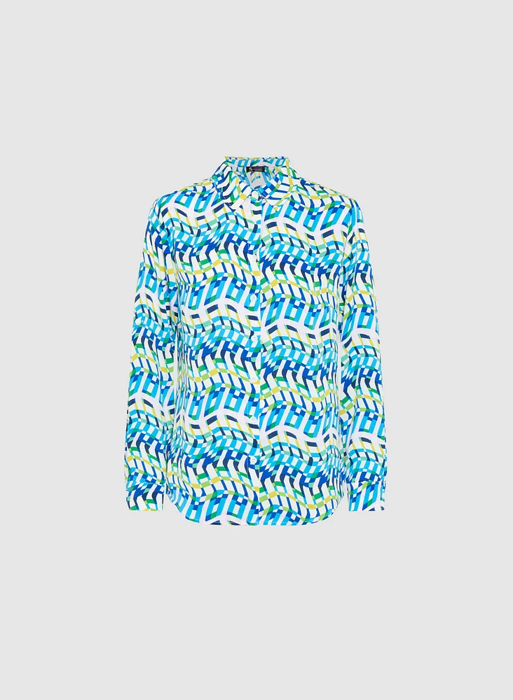 Blouse géométrique boutonnée