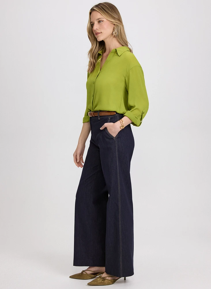 Pantalon Olivia en denim à jambe large