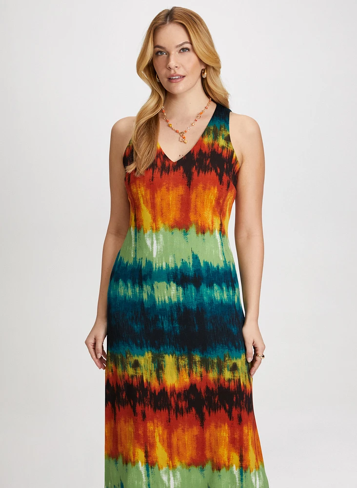 Robe maxi à motif abstrait