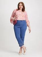 Ruffled Paisley Top & Frayed Capri Jeans