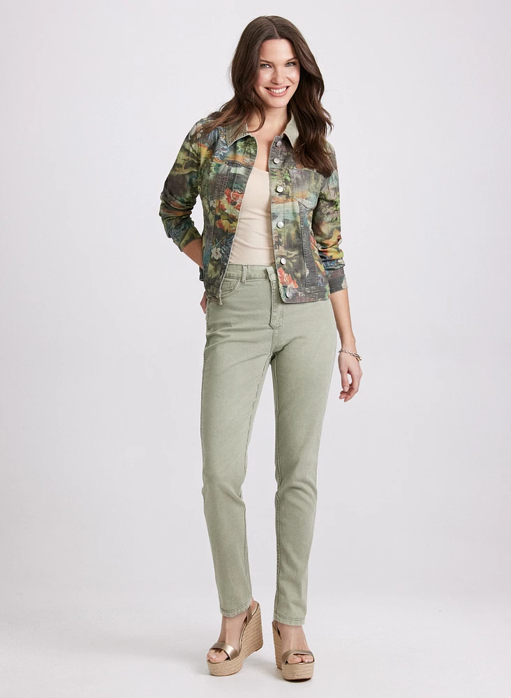 Floral Reversible Slim-Leg Jeans