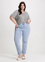 Diagonal Stripes Short Sleeve Top